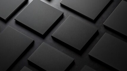 Wall Mural - Black business cards on black background. Mockup for branding identity.