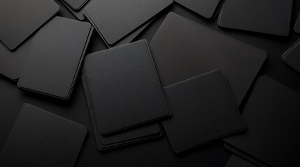 Wall Mural - Black business cards on black background. Mockup for branding identity.