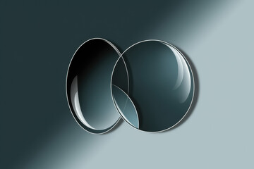 Poster - Elegant Overlapping Glass Lenses in Soft Muted Tones Representing Clarity and Vision