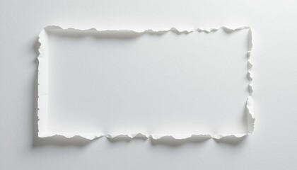 Poster - Creative action of torn paper frame creation minimalist studio setting visual art content neutral environment top-down view artistic concept for engaging design