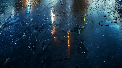 Poster - A road with water on it and a reflection of a building. There are cars on the road