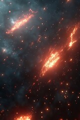 fiery cosmic nebula with space dust.