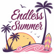 ©  MST RABEYA  BEGUM - Endless Summer: Tropical Sunset Scene with Palm Trees and Surfboard