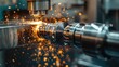 © กาซือมะ สาและ - A worker using a CNC lathe to carve a metal part into a precision tool in a manufacturing workshop
