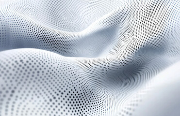 Poster - Abstract white surface with black dots forming waves and subtle shadows creating depth and dimension
