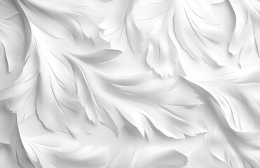 Poster - Abstract white floral pattern with flowing lines and soft shadows creating a serene background 