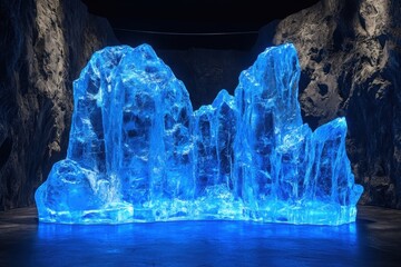 Poster - Ice sculpture installation creating a stunning visual experience in an underground cave