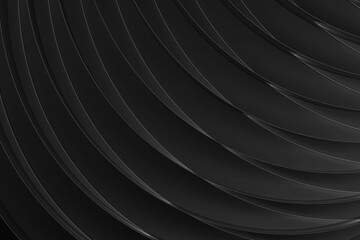 Poster - futuristic abstract background, pattern - thin grey curved lines, grid on dark grey color. 3d render
