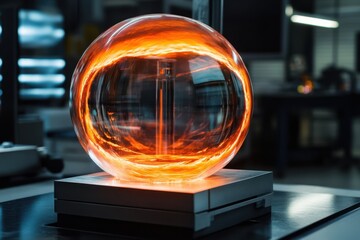 Poster - Dynamic plasma globe creates mesmerizing light display in modern laboratory setting