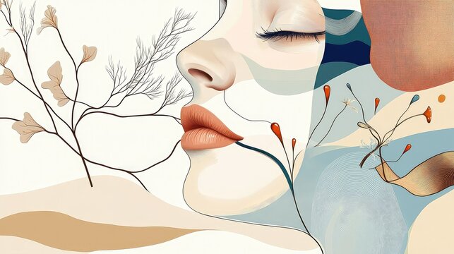 Artistic Women's Day 2025 poster with unique modern visuals, abstract elements, and copy space.