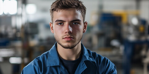 Aufkleber - Factory worker portrait showcasing dedication in industrial setting Generative AI