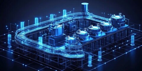 Poster - Advanced industrial facility showcasing digital technology and automation in modern manufacturing