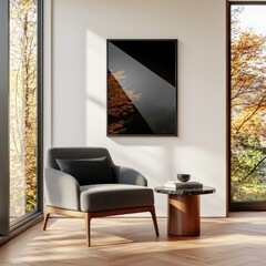 Poster - Elegant graphic typography poster in gallery soft diffused light modern art display frontal view