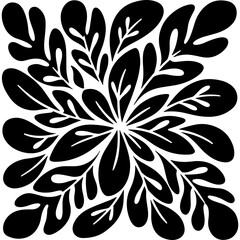 Poster - Abstract floral pattern with floral design showcases graphic elements in a symmetrical arrangement against a white backdrop creating a visually appealing decorative pattern