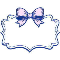 Poster - Bow on frame vector graphic design element. Decorative bow with frame in vector