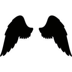 Poster - Wings black angel wings spiritual imagery spread wide open in silhouette style for tattoo or decoration as design element