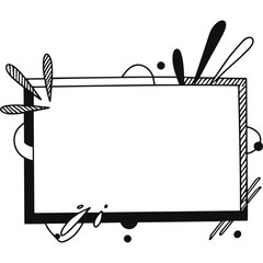 Poster - Abstract frame with graphic design elements and decorative shapes. Black and white frame with abstract decorations