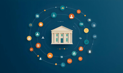 Poster - Infographic Representing Banking System Expansion and Trading Concepts