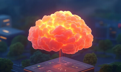 Poster - Digital Brain Concept Representing Science and Industry Innovation
