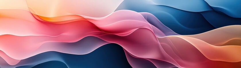 Poster - Abstract Wavy Background with Smooth Gradient Texture Design in Blue Pink and Orange Color Scheme for Modern Creative Art Projects and Decorative Presentations