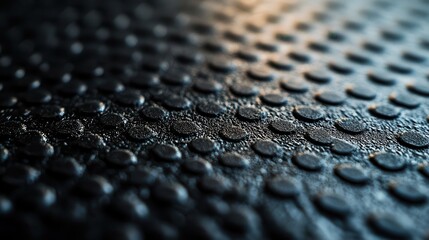 Poster - Detailed Black Dotted Surface Texture with Metallic Shine Dark Background Circular Patterns and Industrial Feel for Abstract Designs and Creative Backdrops