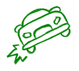 Wall Mural - flat tire car crash icon crayon chalk drawing vector