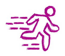 Wall Mural - person running icon crayon chalk drawing vector