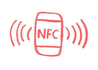 Wall Mural - nfc payment icon crayon chalk drawing vector
