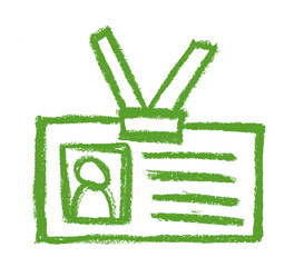 Wall Mural - id badge icon crayon chalk drawing vector