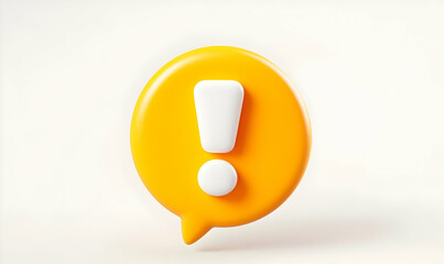 Poster - Bright Yellow Speech Bubble with Exclamation Mark on Light Background
