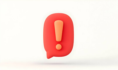 Poster - 3D Red Exclamation Icon in Speech Bubble Design for Attention