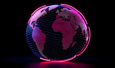  - Global Internet Connection Concept with Neon Light Effects