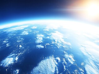 a beautiful view of the blue planet from outer space