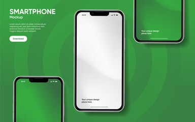 Aufkleber - Realistic smartphone mockup. Mobile phone vector with isolated on white background. Device front view. 3D mobile phone with shadow. Realistic, high quality smart phone mockup for ui ux presentation.