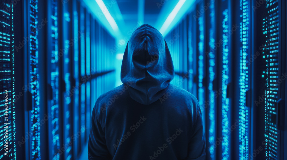 Hackers are planning to hack and attack Zeroday networks and cyber security systems in Smart digital city with Data center on cloud cyber security and Blue Binary Data Software Programming Code