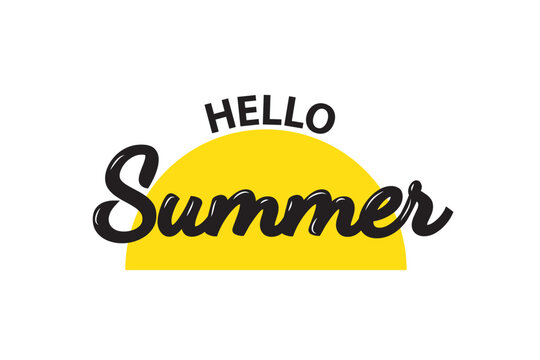 Hello summer letter logo template. Vector summer welcome typographic illustration