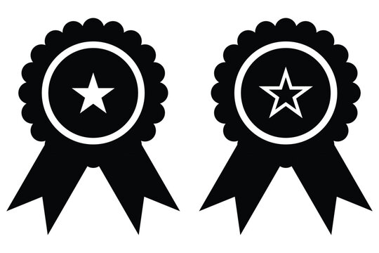 Badge vector set. Medal icon. Approved icon vector. Approved or Certified Medal Icon. Quality certify badge icon. Qualification certificate medal. Quality award ribbon sign set. Design eps 10. 