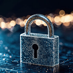 Leinwandbilder - Glowing Digital Padlock Abstract Cybersecurity Concept