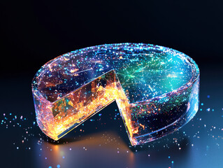 Leinwandbilder - Glowing Translucent Pie Chart Section 3D Render