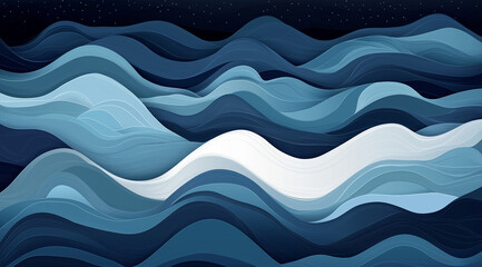 Poster - Abstract blue background with waves in dark color palette with  gradient colors amd smooth lines