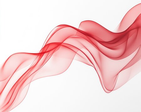 Red Abstract Wave Flowing Design on White Background Modern Art