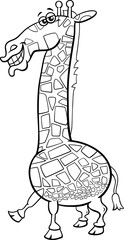 Wall Mural - funny cartoon giraffe comic animal character coloring page