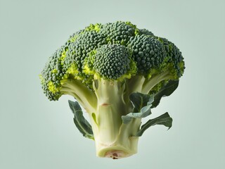 Poster - Fresh Broccoli Floret Still Life. Vibrant Green Vegetable, A Nutrient-rich Food. Raw Ingredient, Clean Presentation. Isolated On White, Crisp Detail. A Healthy Option.