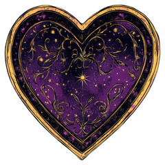 Wall Mural - PNG A gothic vector illustration of an isolated heart celestial mystical purple.