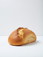 Poster - A Single Loaf Of Bread Sits Alone In A Clean And Minimalist Composition With A Pure White Background Surrounding It.