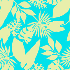  Tropical pattern, floral, leaves. Digital print in Repeat (rapport), Resolution 300 DPI, ideal for fashion, decoration and stationery.