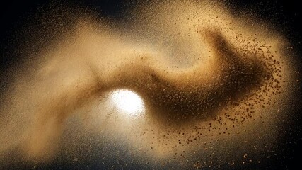 Poster - dynamic sand particle scattering on white background generative ai