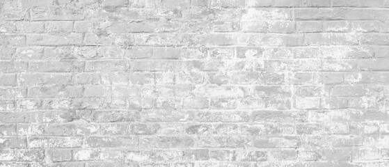 Poster - A brick wall as white background. The wall is covered in white paint and has a rough texture