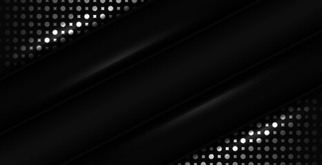 Poster - abstract dark gray geometric lines pattern on black background