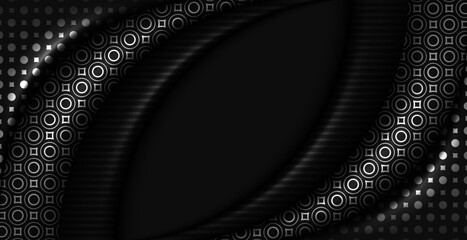 Poster - Modern elegant graphic design abstract dark gray geometric lines pattern on black background